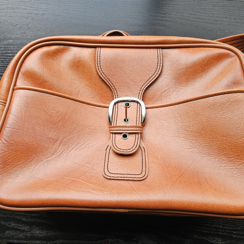SEARS Vintage 1980's Tan Overnight Travel Bag OS Nmbr 9005 Original Keys